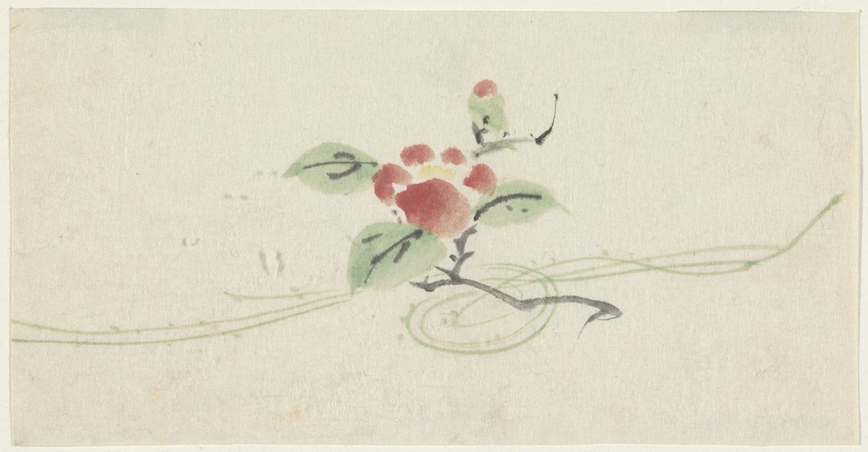 Větev s červenou kamélií od Utagawa Kuniyoshi