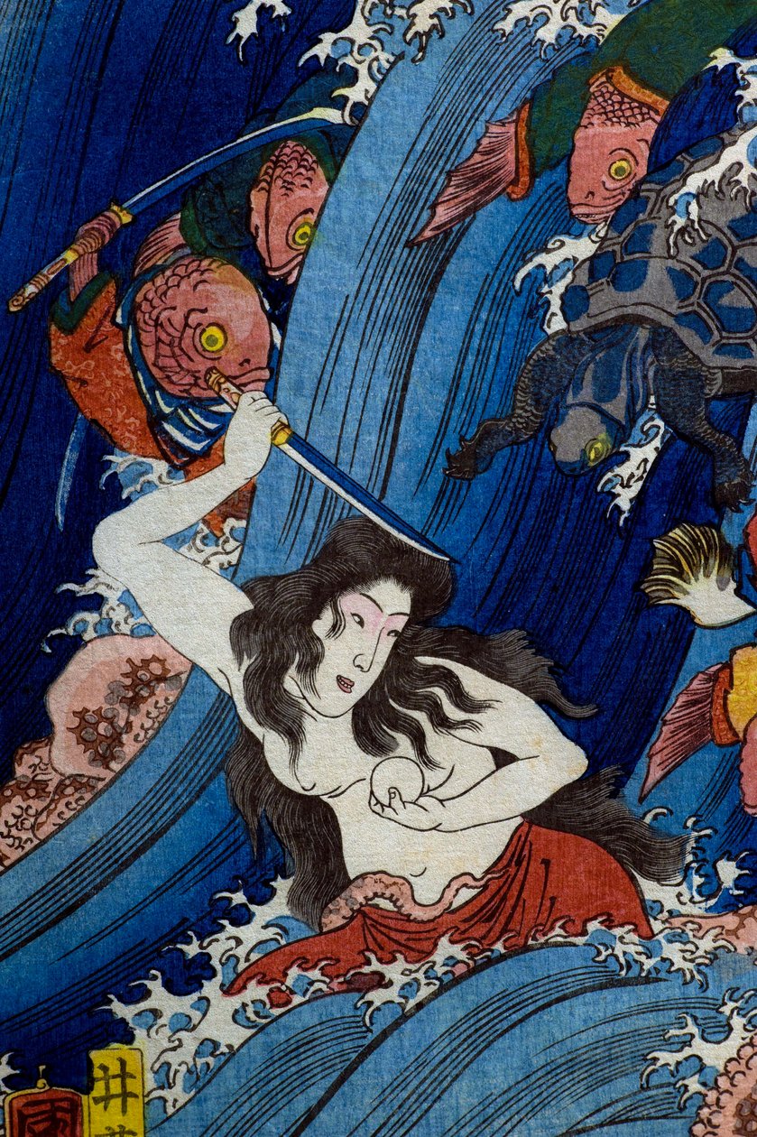 Tamatori-hime Krádež posvátného klenotu z Dračího paláce (Ryūgū Tamatori-hime no zu) od Utagawa Kuniyoshi