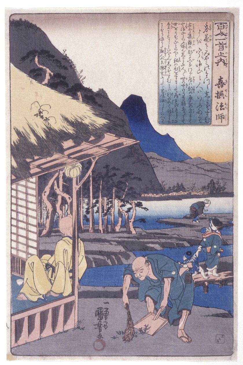 100 básníků: Kněz Kisen od Utagawa Kuniyoshi