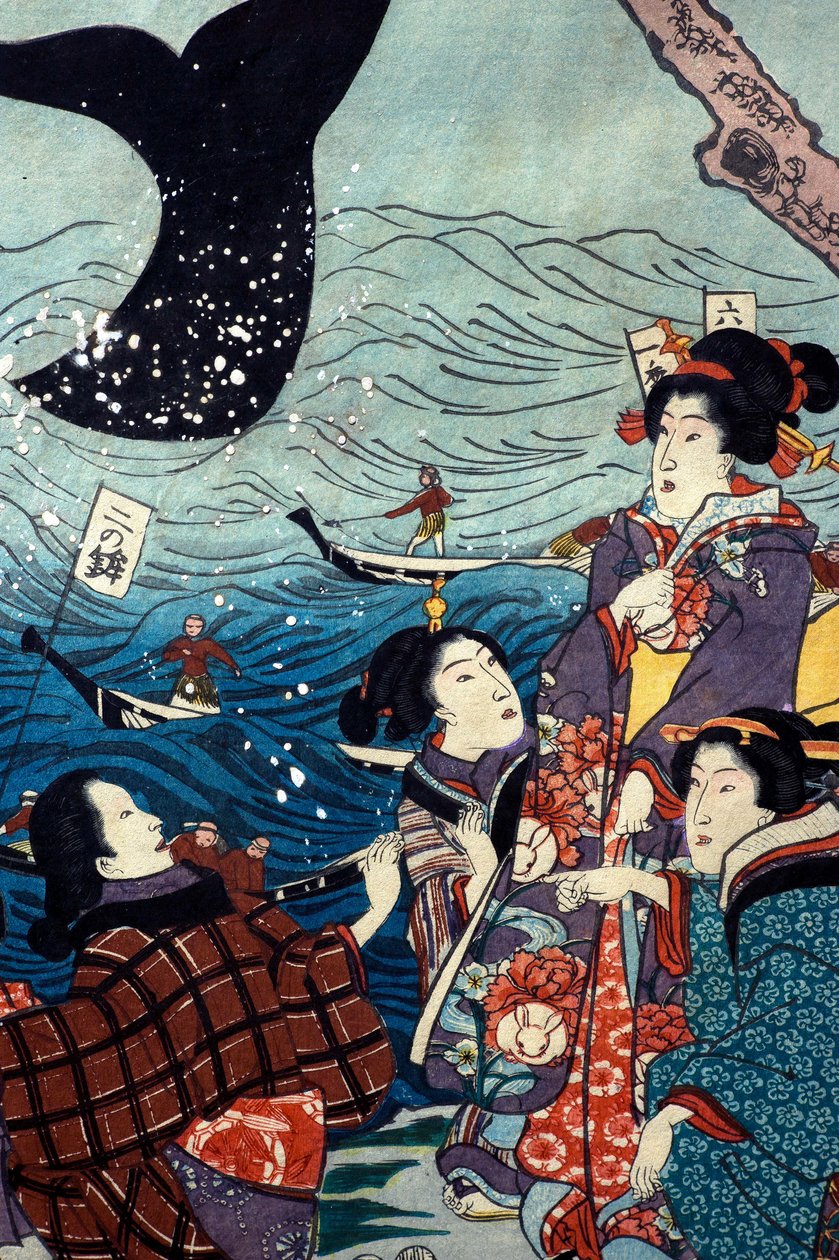 Rozkvět sedmi pobřeží s velkou rybou (Nana ura tairyō hanjō no zu) od Utagawa Kuniyoshi