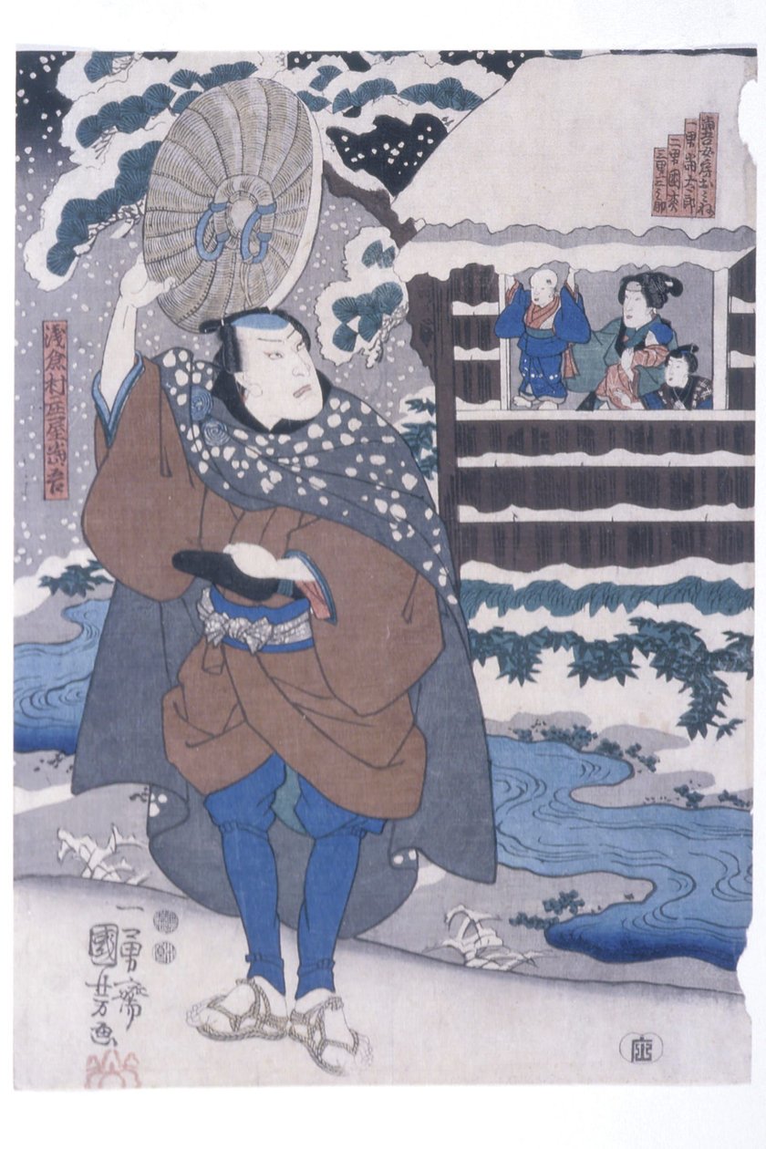 Tógův odchod ve sněhu (scéna z kabuki) od Utagawa Kuniyoshi