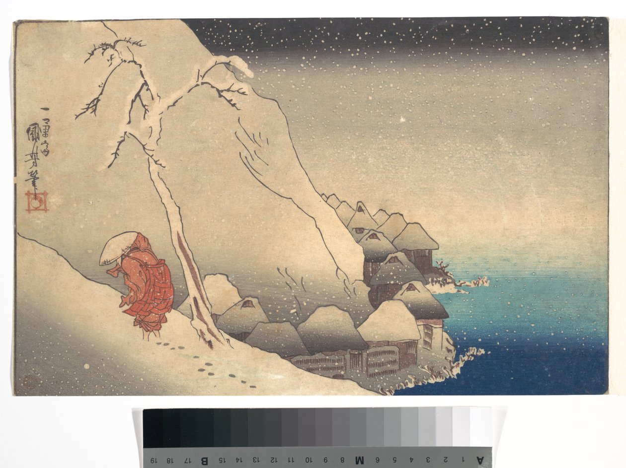Cestování v sněhové bouři od Utagawa Kuniyoshi