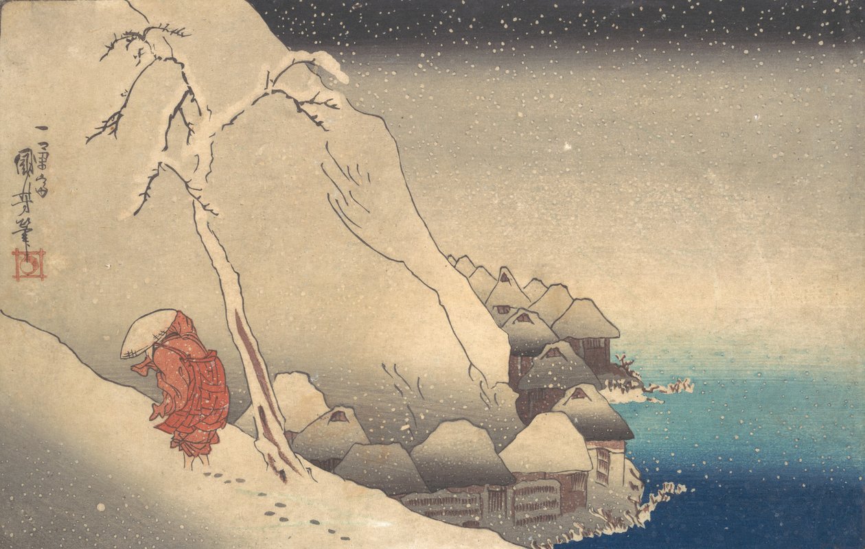 Cestování ve sněhové bouři, ca. 1830. od Utagawa Kuniyoshi