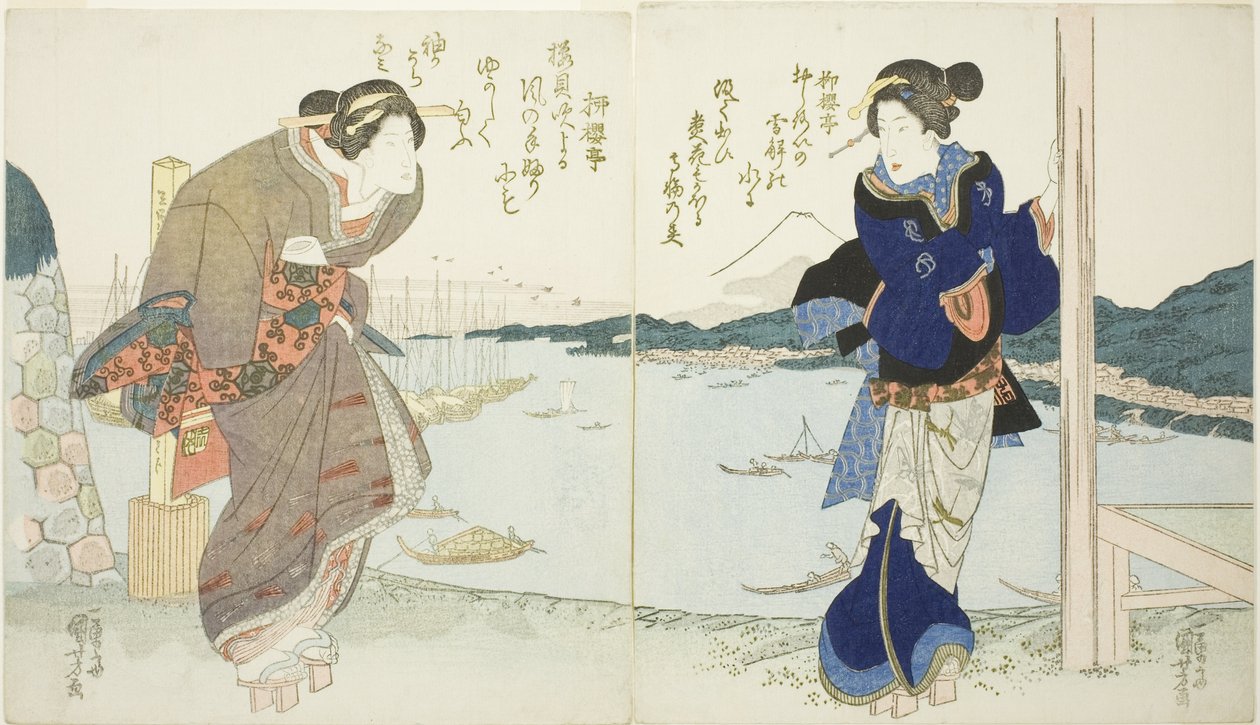 Dvě ženy v čajovně v Takanawa od Utagawa Kuniyoshi