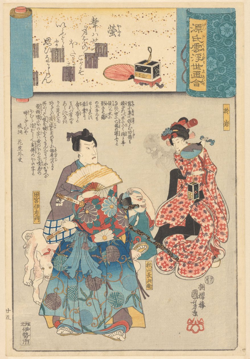 Ukiyo e je paralelou s oblačnými kapitolami Genji od Utagawa Kuniyoshi