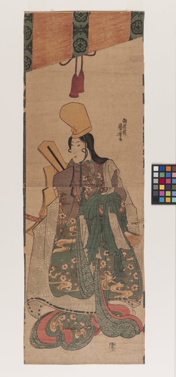 Bez názvu; daný název: (Sudare shita no shirabyōshi), kolem roku 1840 (barevný dřevoryt) od Utagawa Kuniyoshi