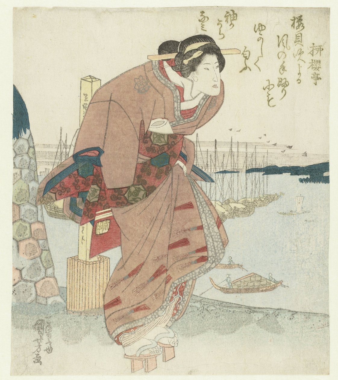 Žena v přístavu od Utagawa Kuniyoshi