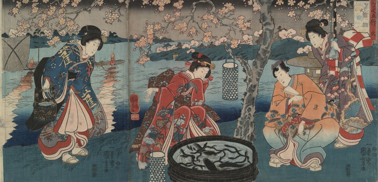 Strážní oheň, oheň z pěti prvků prostředí od Utagawa Kuniyoshi