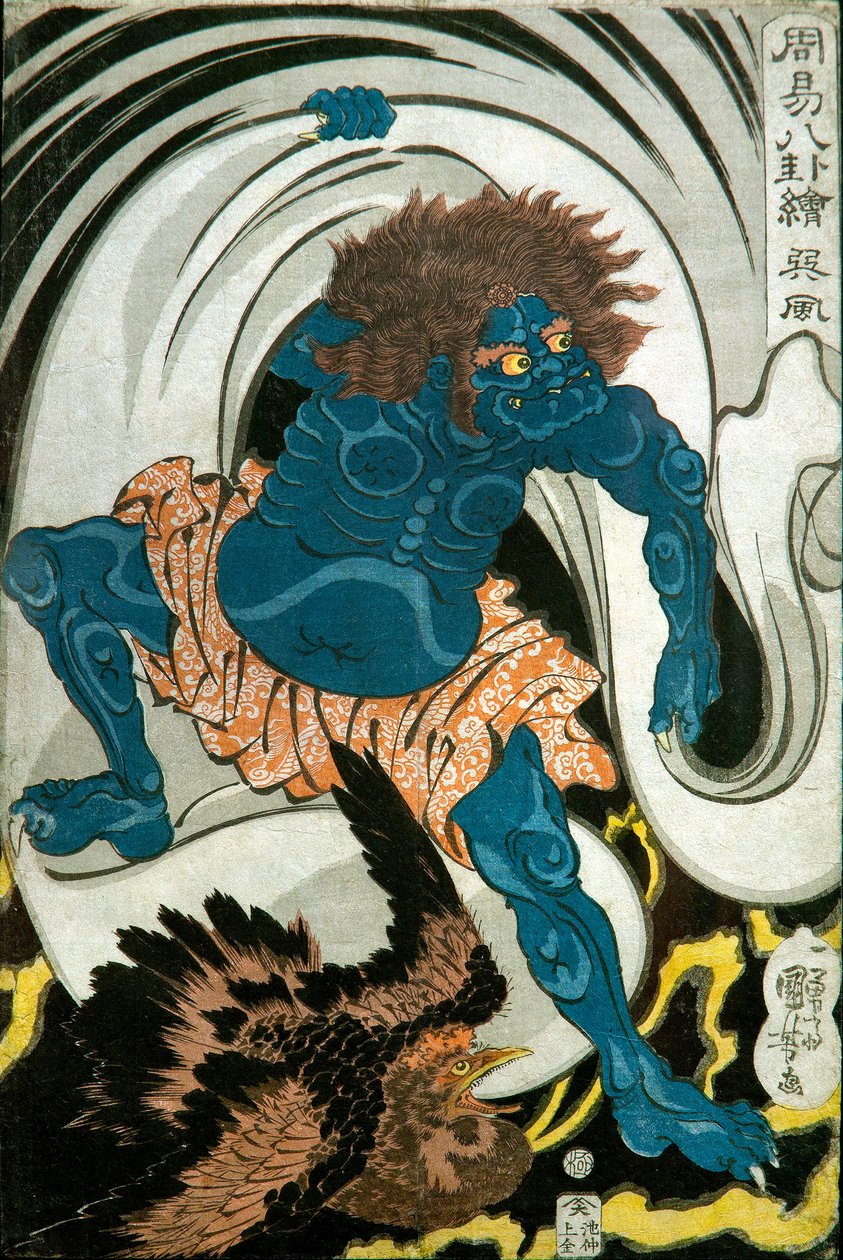 Série Bůh větru (Sonpū): Obrazy osmi trigramů v čínském věštění (Shūeki hakke-e), kolem 1839-41 od Utagawa Kuniyoshi