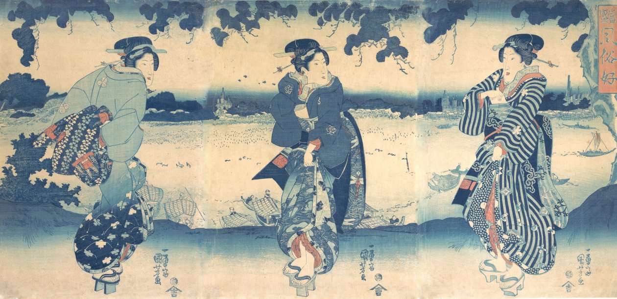 Ženy v blízkosti řeky, ca. 1850. od Utagawa Kuniyoshi