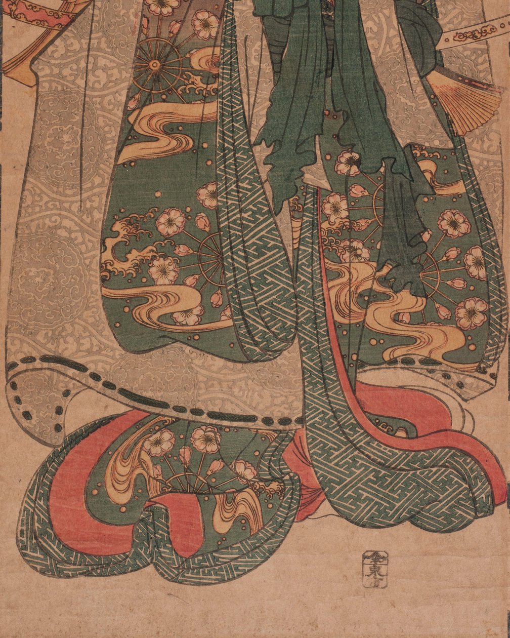 Bez názvu; přidělený název: Širabjóši pod sudare (Sudare shita no shirabyōshi) od Utagawa Kuniyoshi