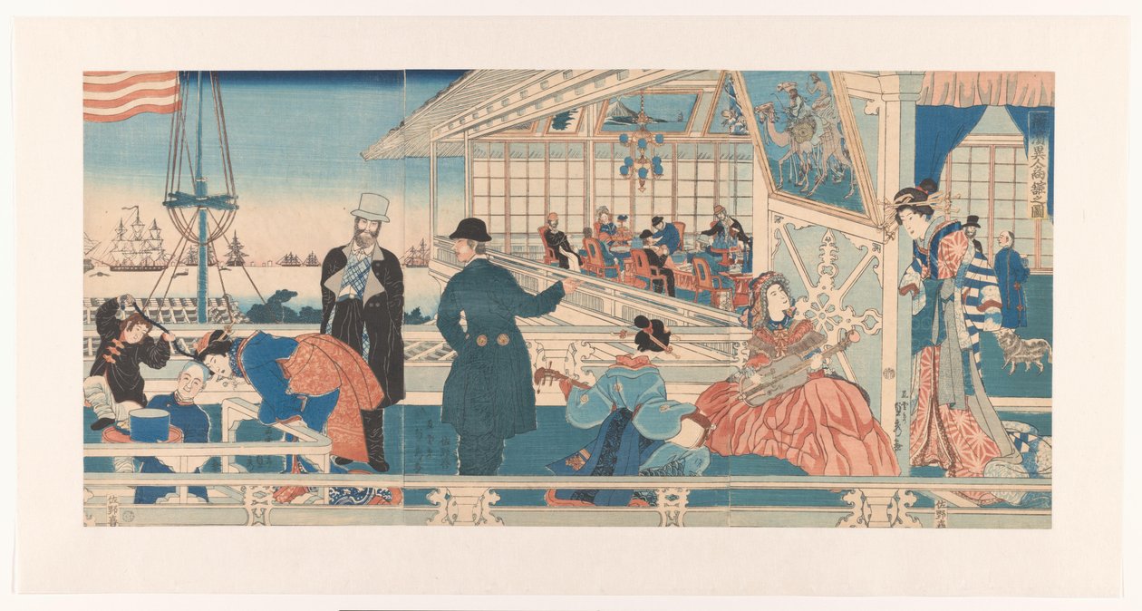 Americký Hande l Shui v Jokohamě Yokohama Ijin Shokan no Zu od Utagawa Sadahide