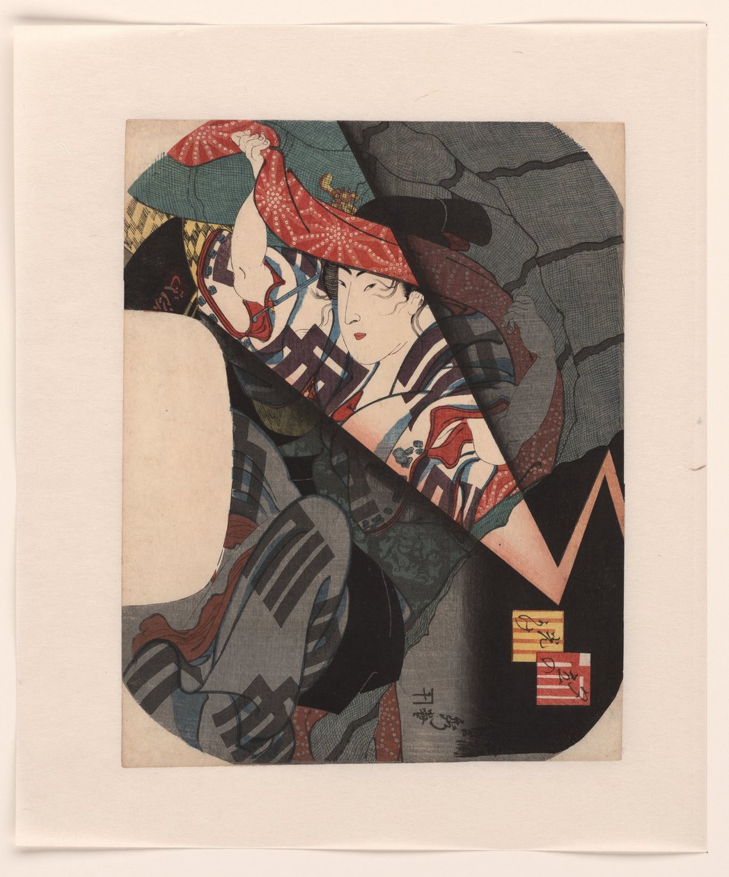 Hledání úkrytu během náhlé bouřky ve večerních hodinách. Yudachi no hikariyoke (název na objektu) od Utagawa Sadahide