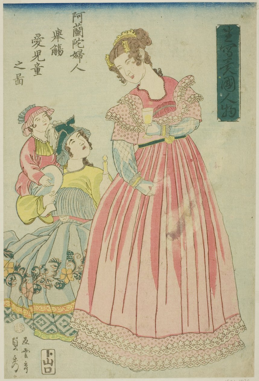tch wo man making g t tch tch tch tch tch tch tch tch tch tch tch to man making g th and th r land LD ren (sídlo holandských žen ve tvaru I), ze série cizinec osoba)“ od Utagawa Sadahide