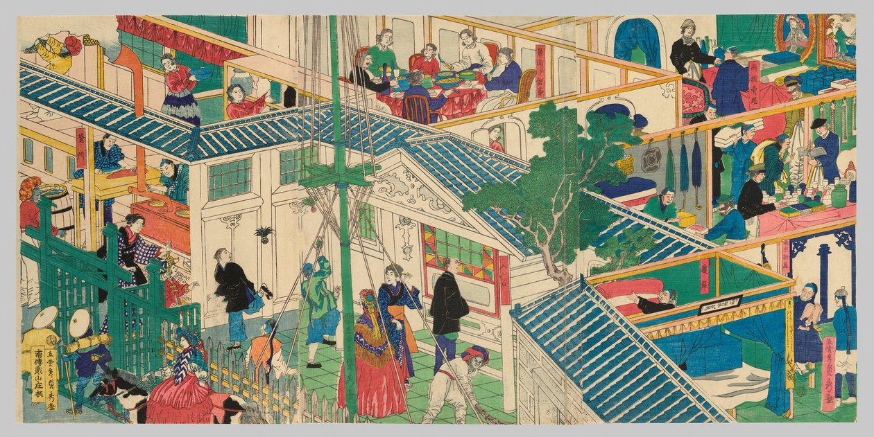 Zahraniční kupecký dům od Utagawa Sadahide
