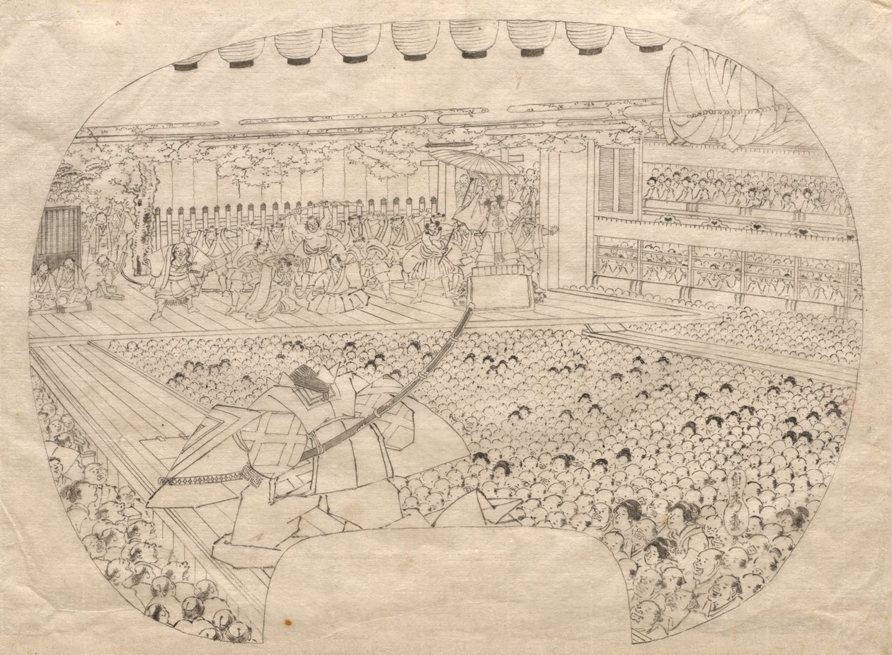 Interiér divadla Kabuki. od Utagawa Sadahide