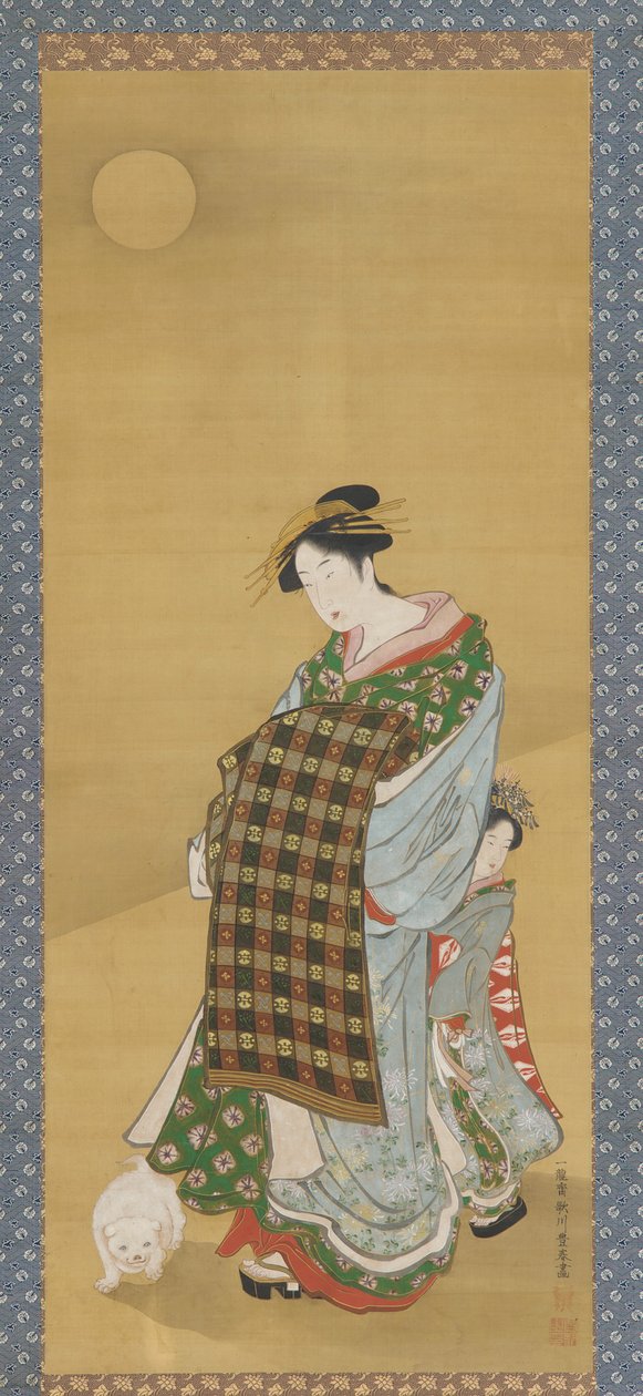 Kurtizána a její doprovod od Utagawa Toyoharu
