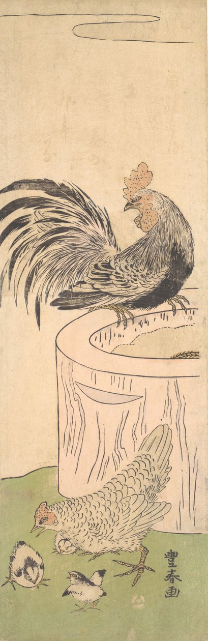 Kohout, slepice a kuřátka, ca. 1770. od Utagawa Toyoharu