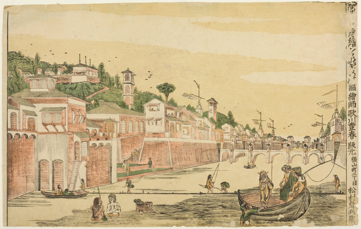 Rybaření (Senádori no zu), ze série "Holandské perspektivní obrázky (Oranda uki-e)" od Utagawa Toyoharu