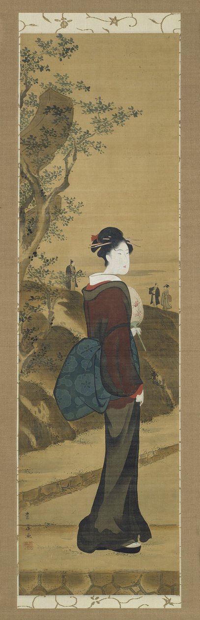 Kráska ve svatyni Mimeguri od Utagawa Toyohiro