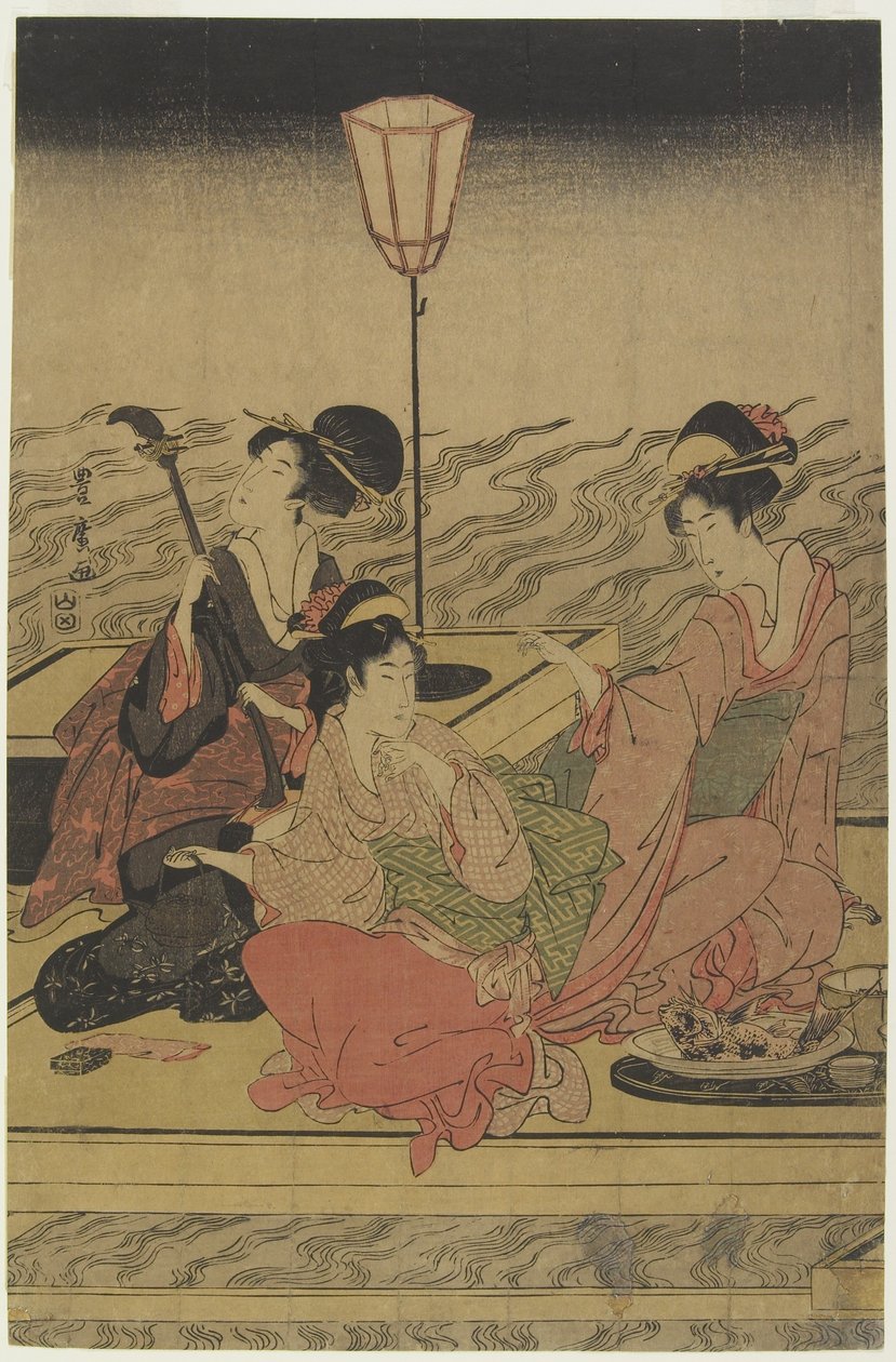 Červen (letní párty na řece Kamo), počátek 19. století od Utagawa Toyohiro
