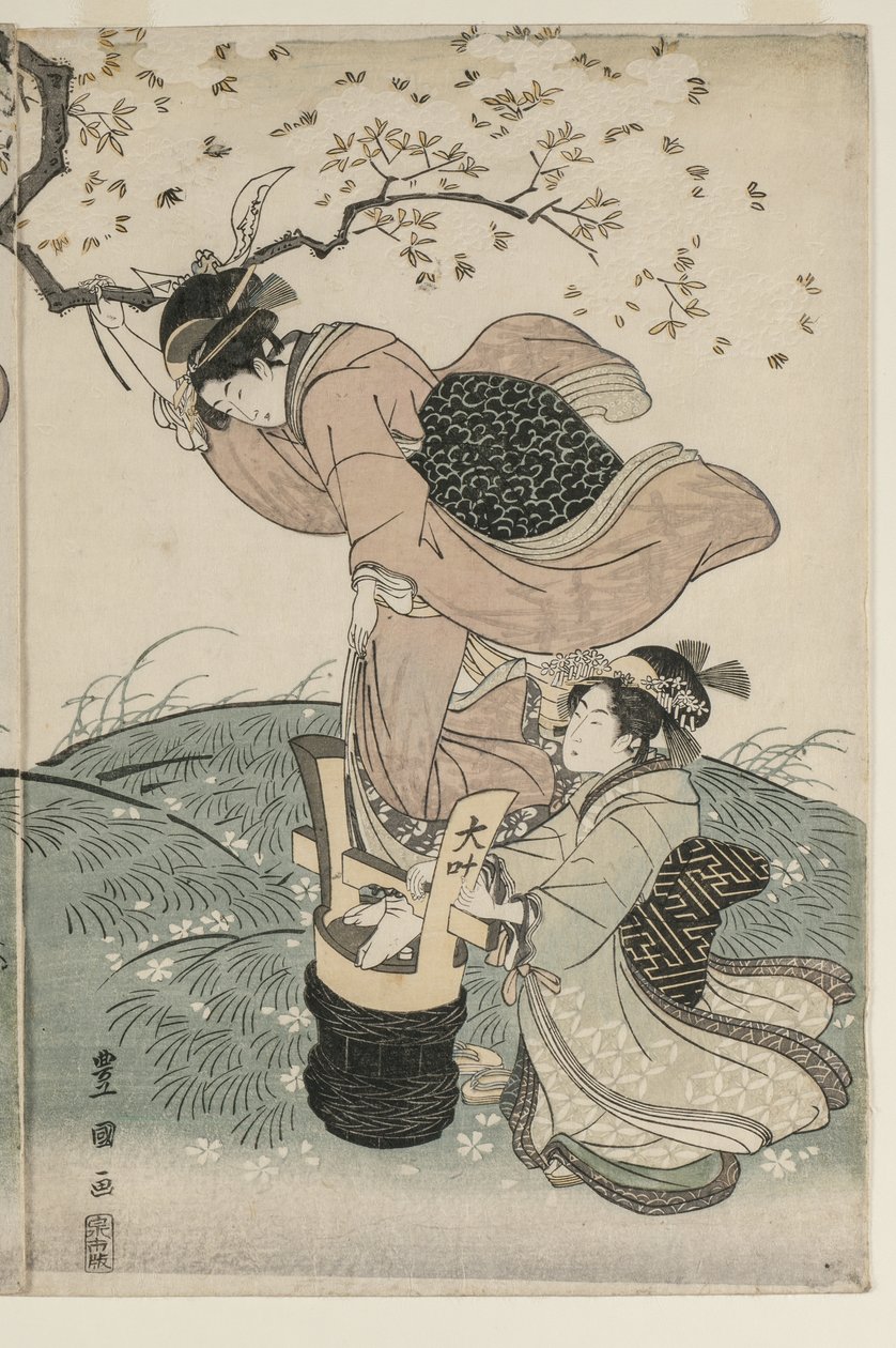 Třešňové květy ve větru od Utagawa Toyokuni