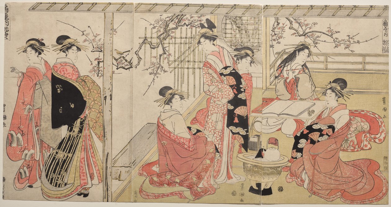 Kurtizány Ógiya na jarním výletě od Utagawa Toyokuni