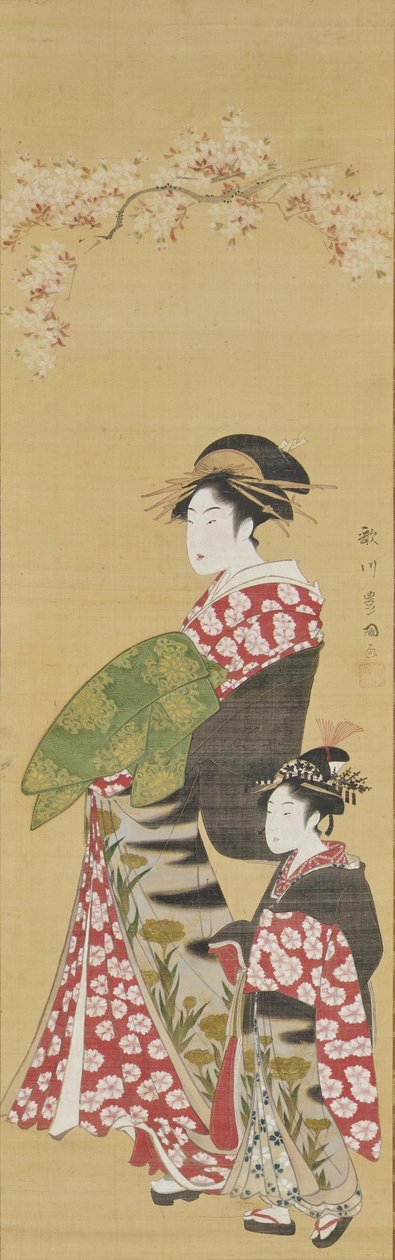 Kurtisanen unter Kirschblüten od Utagawa Toyokuni