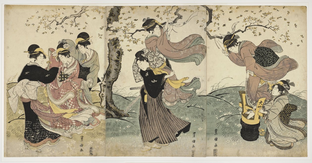 Květiny ve větru, c. 1797-1800 od Utagawa Toyokuni