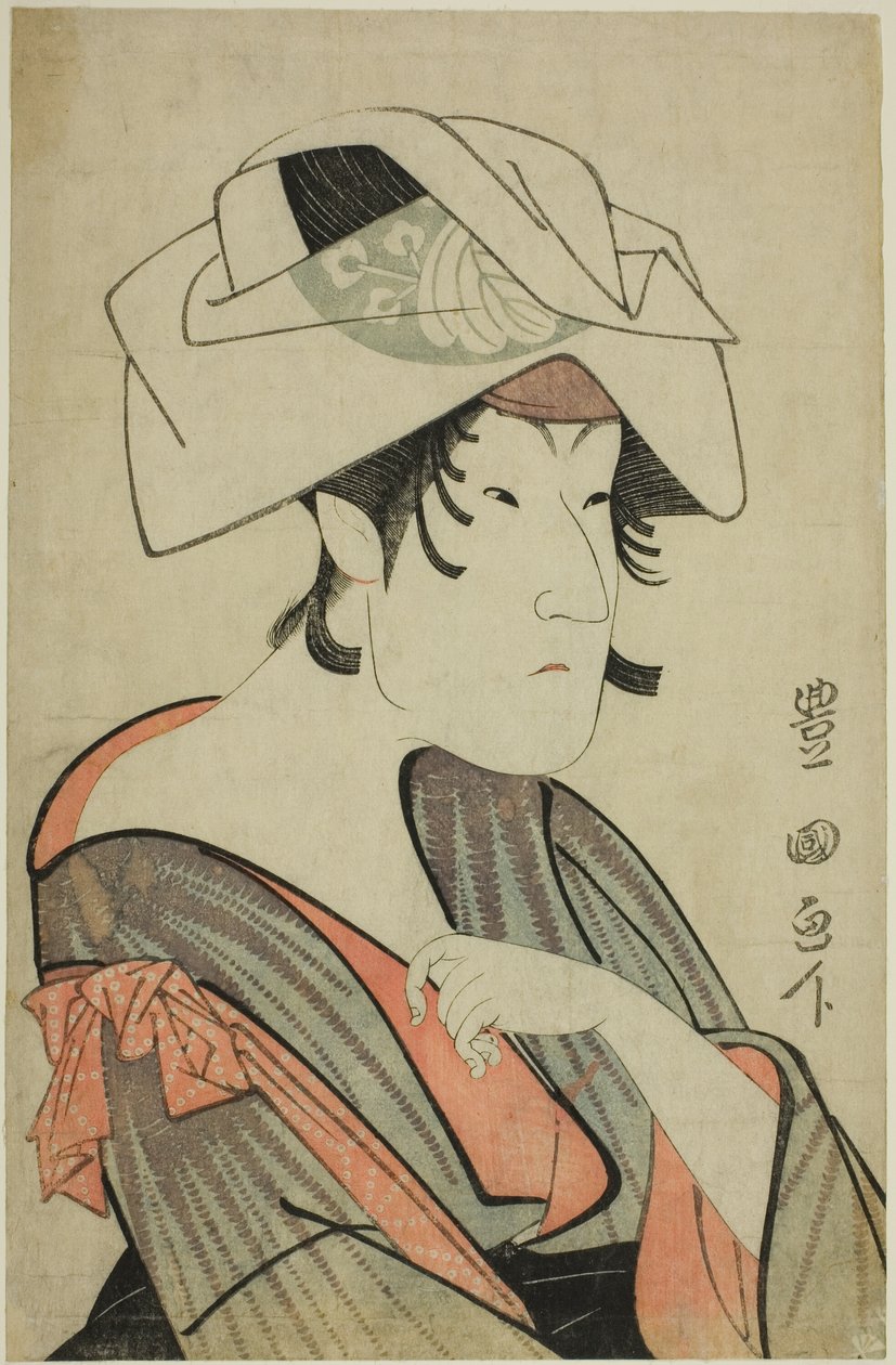 Nakayama Tomisaburo. Oblečená jako žena s ručníkem na hlavě od Utagawa Toyokuni I