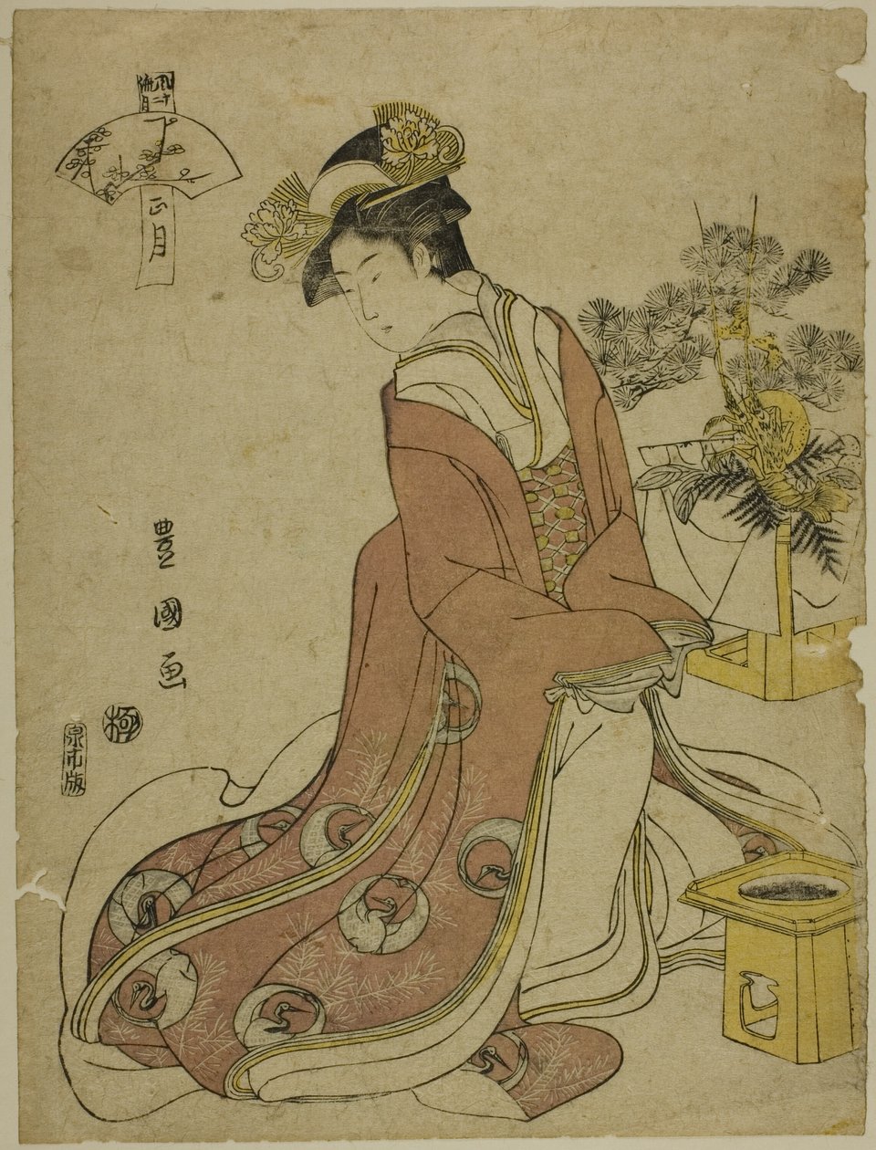 První měsíc (Sho gatsu), ze série "Módních dvanáct měsíců (Furyu junikagetsu)" od Utagawa Toyokuni I