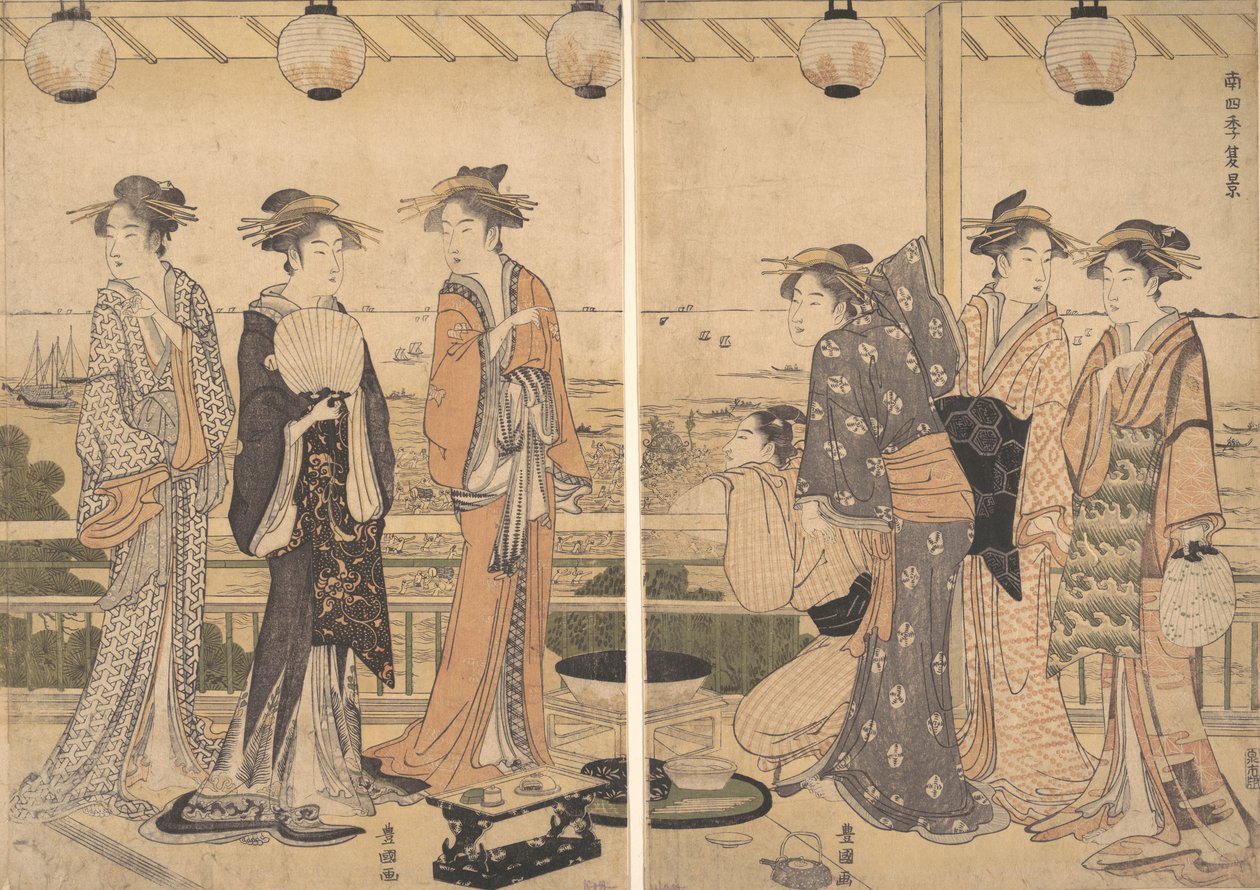 The Four Seasons in Southern Edo: A Summer Scene Minami shiki, Natsu [no] kei, pozdní 1780. od Utagawa Toyokuni I