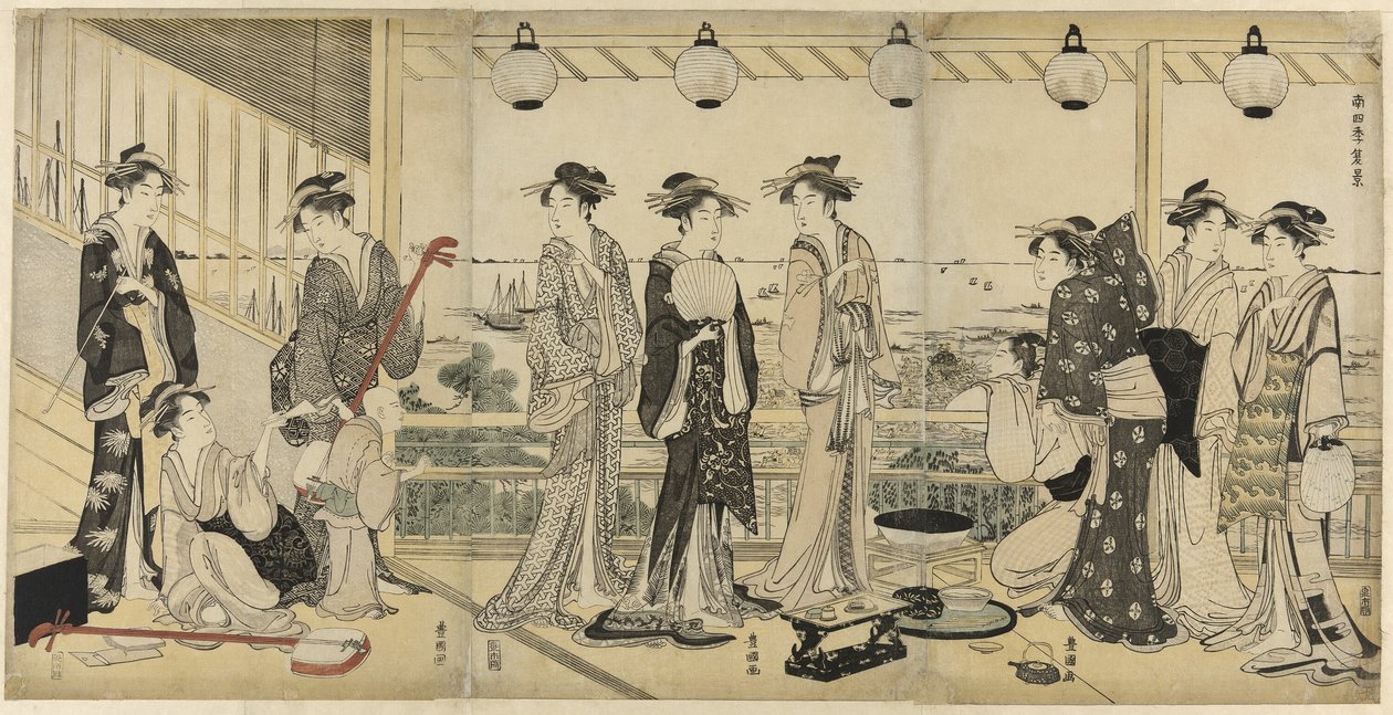 Čtyři roční období na jihu (Minami Shiki): Letní scéna od Utagawa Toyokuni I