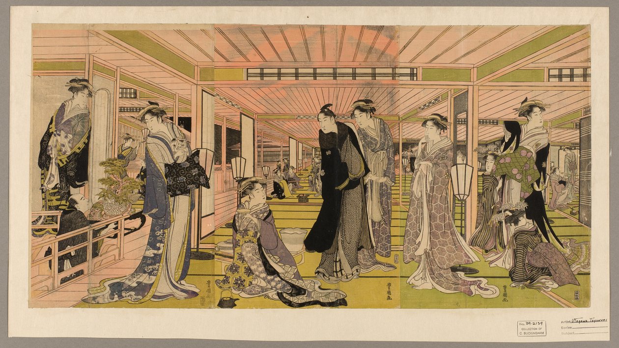 Salon nevěstince v rekreačních prostorách od Utagawa Toyokuni I