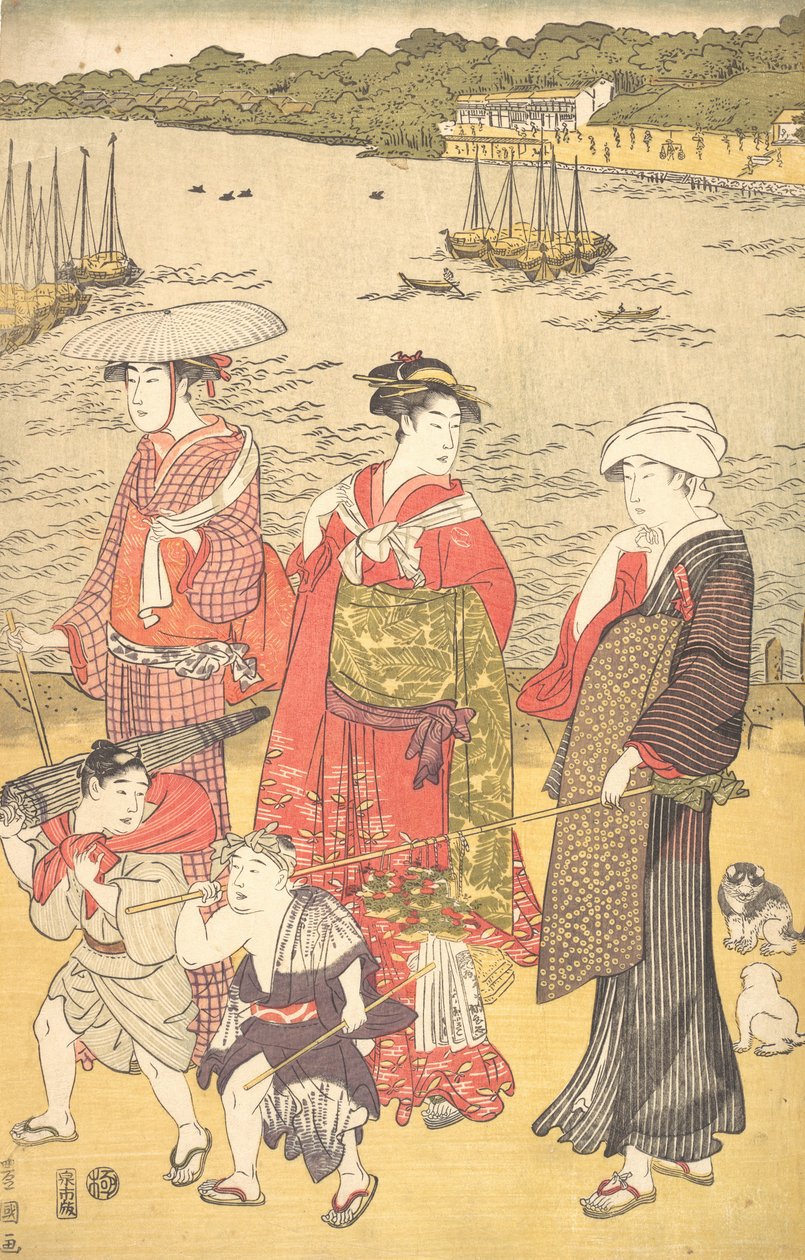 Ženy na pláži Takanawa, ca. 90. léta 18. století. od Utagawa Toyokuni I
