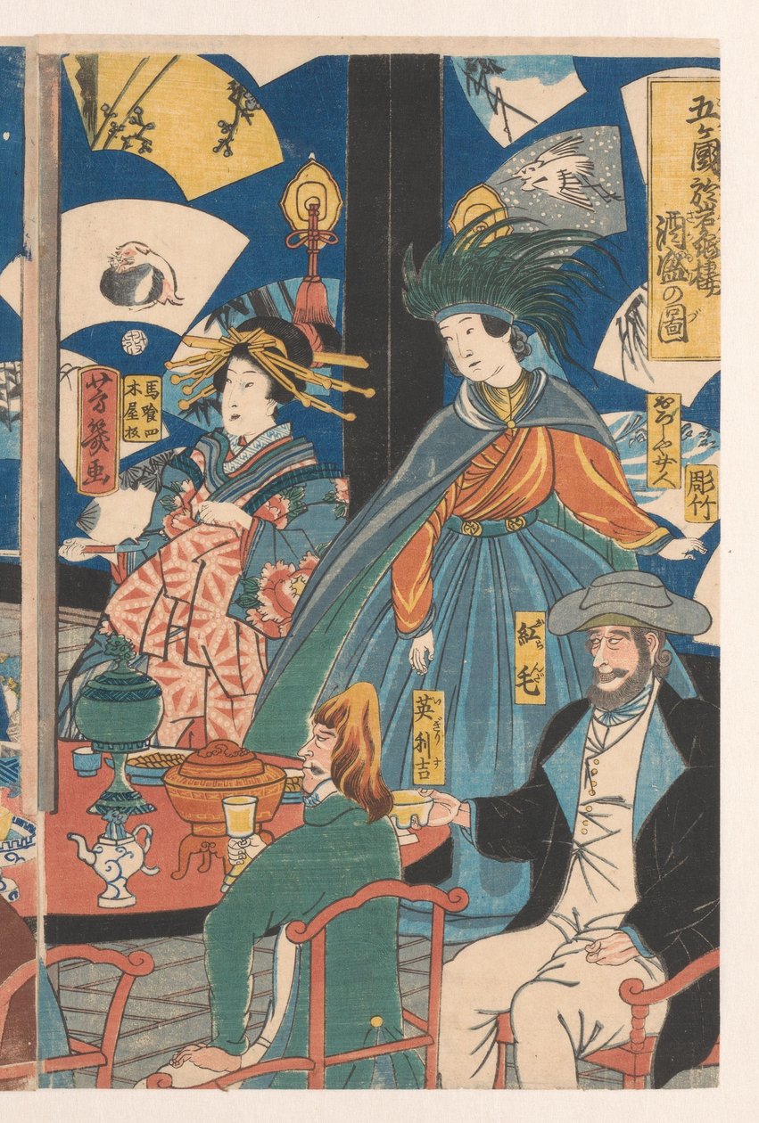 Cizinci během pitky v čajovně Gankiro od Utagawa Yoshiiku