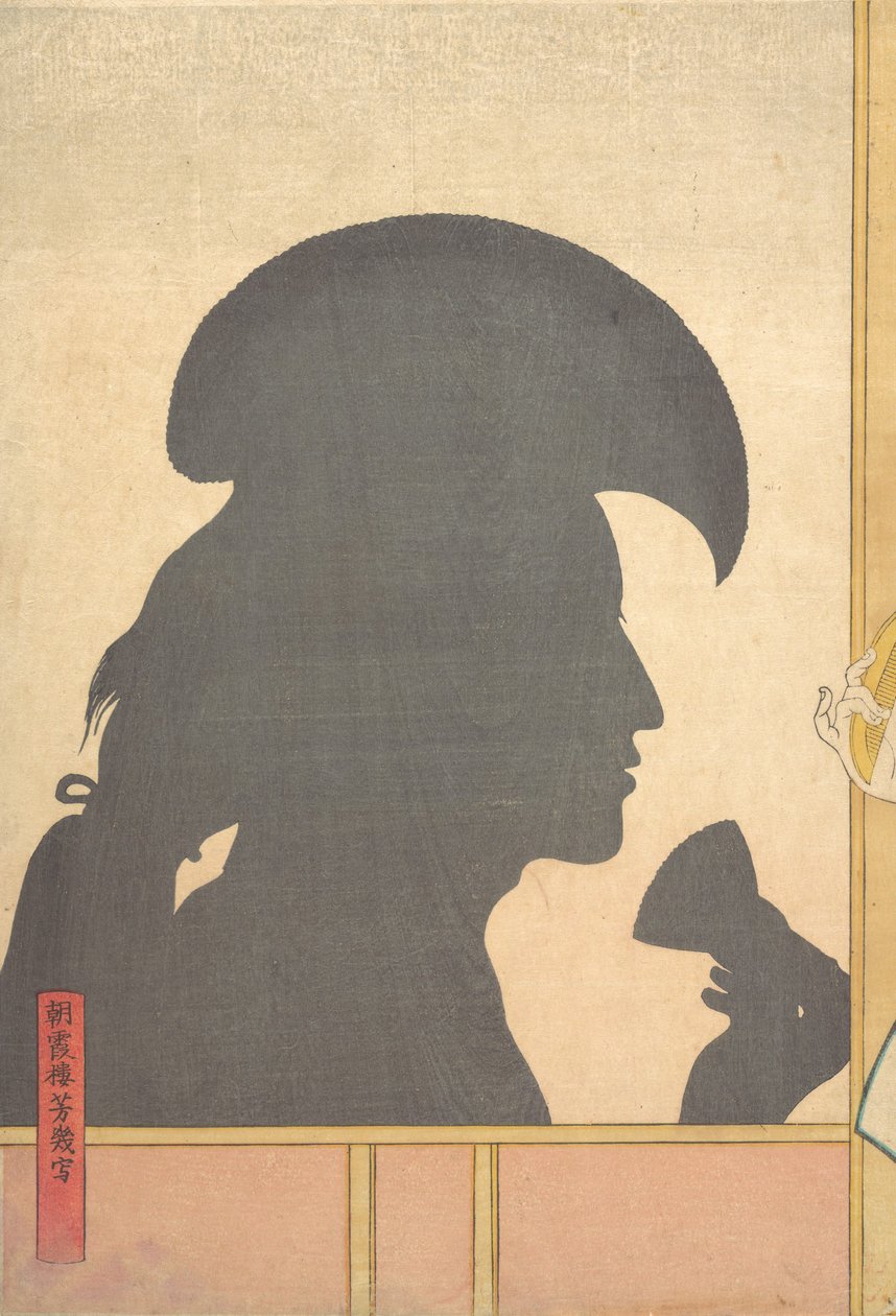 Obrázek siluety herce Kabuki, 19. století. od Utagawa Yoshiiku