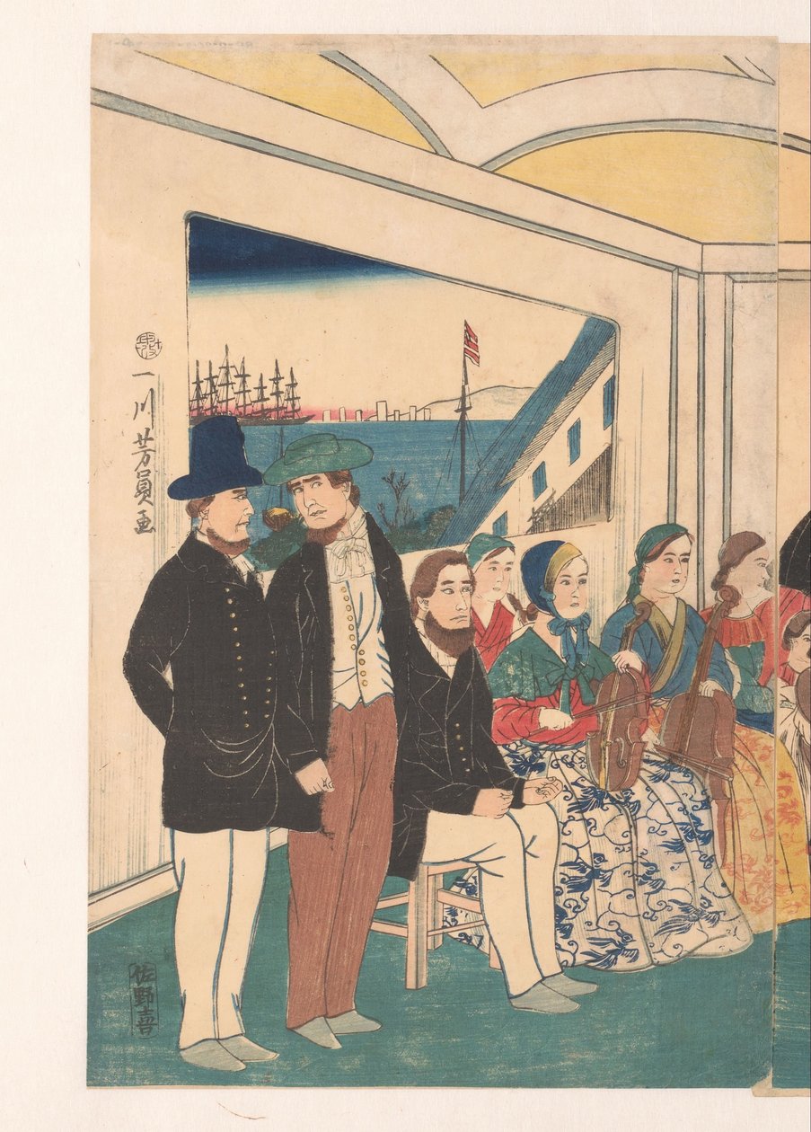 Cizinci se baví na rautu od Utagawa Yoshikazu