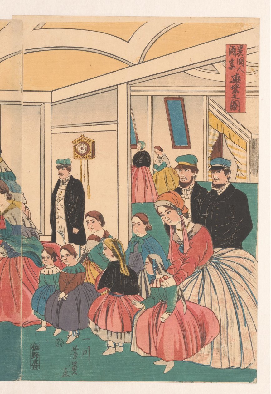 Cizinci se baví na rautu od Utagawa Yoshikazu