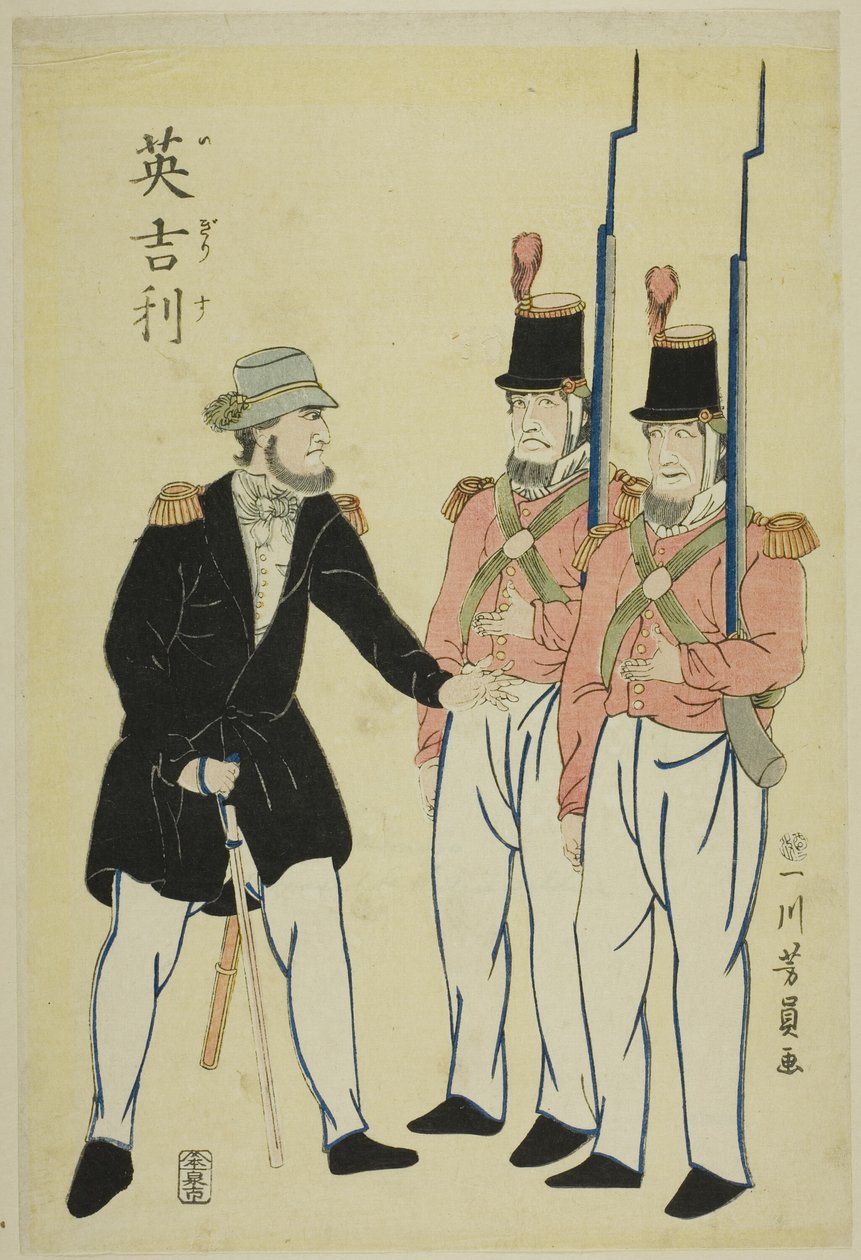 Anglický důstojník a vojáci od Utagawa Yoshikazu