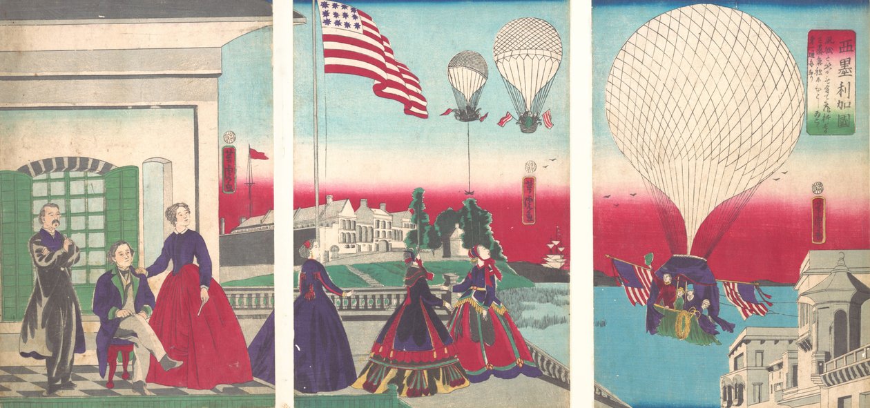 Americký balón Ascension Amerikakoku, 1867. od Utagawa Yoshitora
