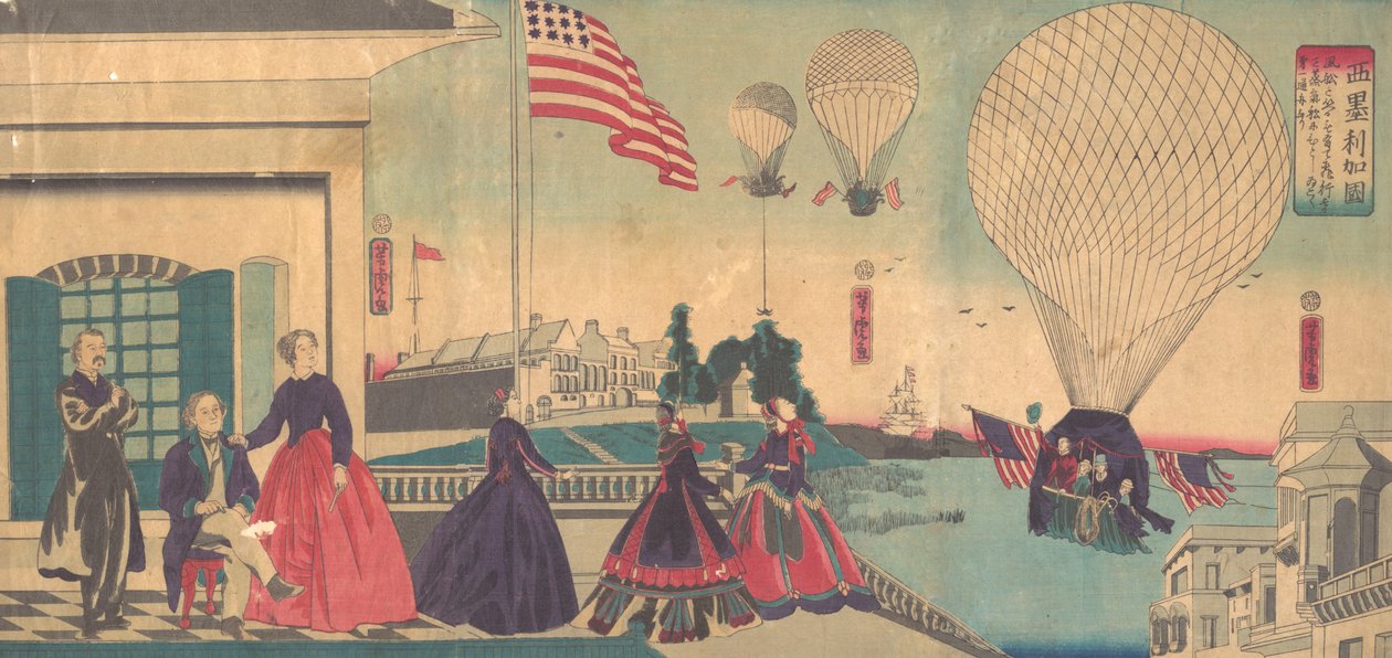 Americký balón Ascension Amerikakoku, 6. měsíc, 1867. od Utagawa Yoshitora