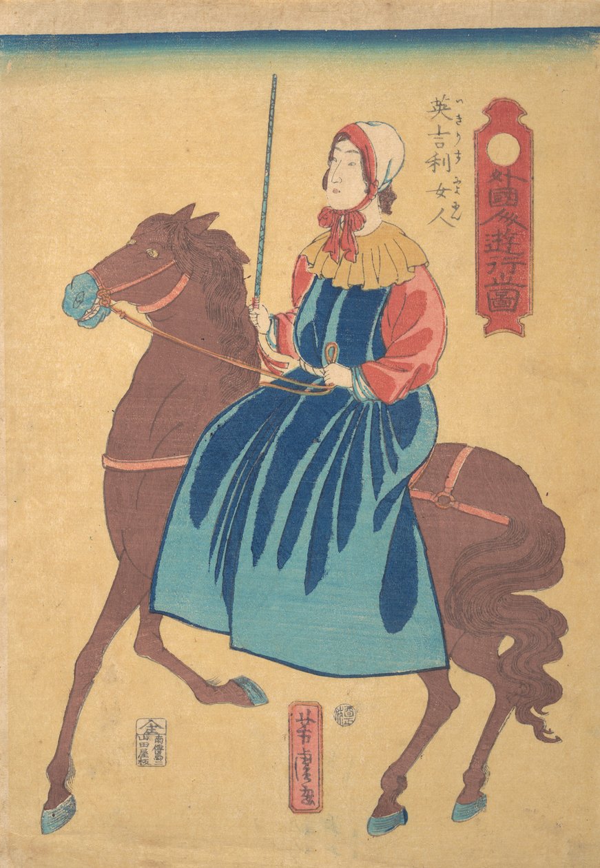 Anglická žena na koni, první měsíc, 1861. od Utagawa Yoshitora