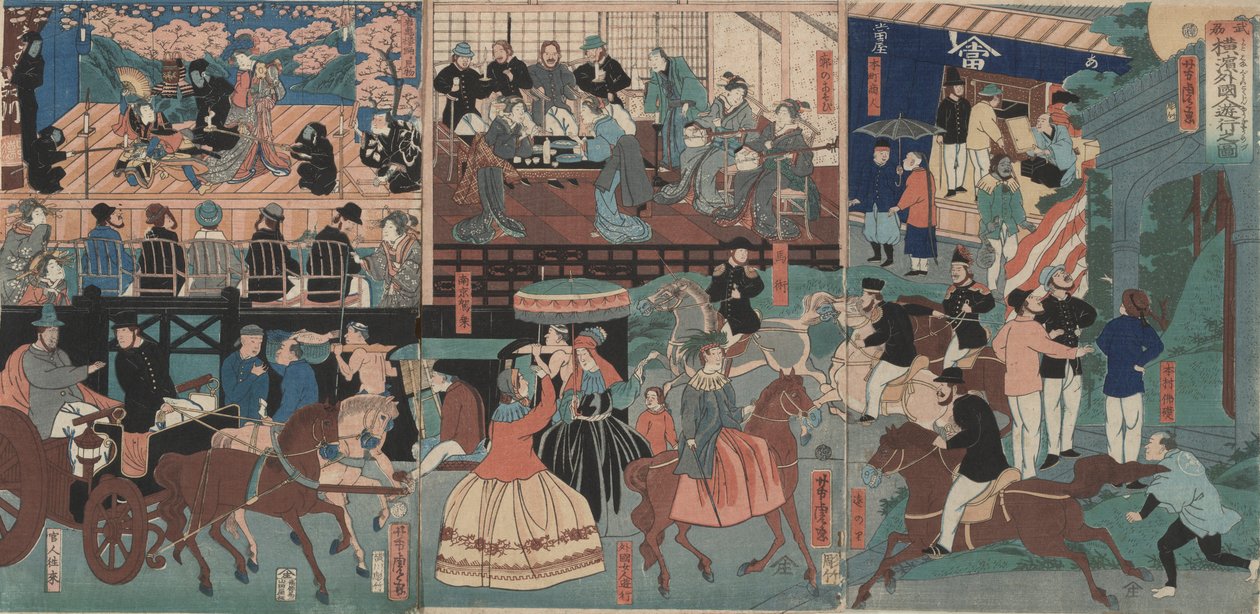 Cizinci na turné v Jokohamě od Utagawa Yoshitora