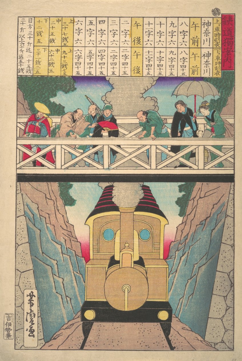 Průvodce osamělého cestovatele po železnici, 19. století. od Utagawa Yoshitora