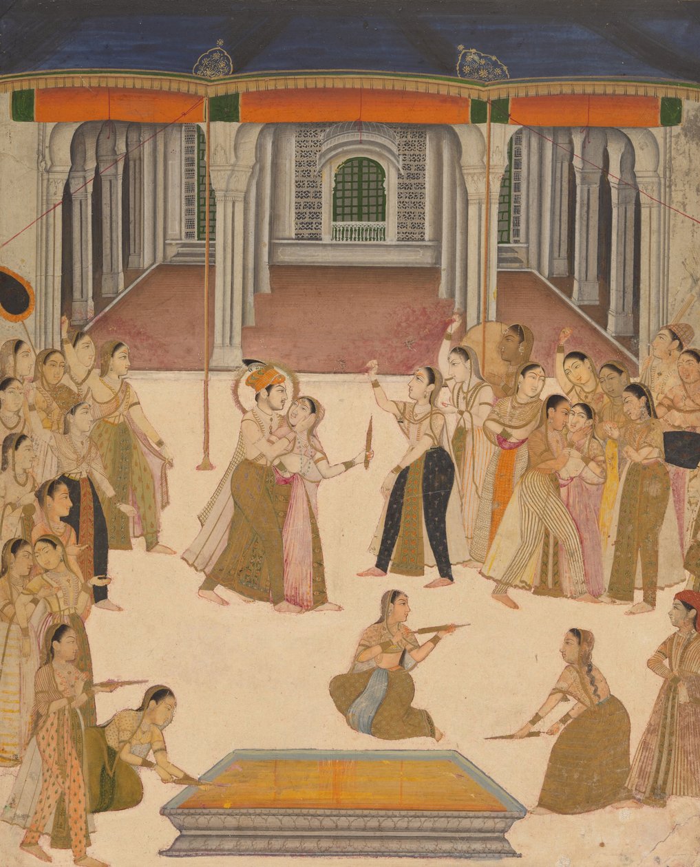Císař Jahangir slaví svátek Holi s ženami zenany od Uttar Pradesh Lucknow