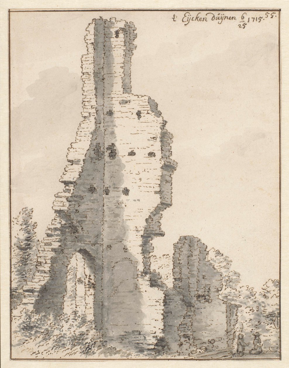 Zřícenina kostela Eik en Duinen poblíž Haagu od Valentijn Klotz (attributed to)