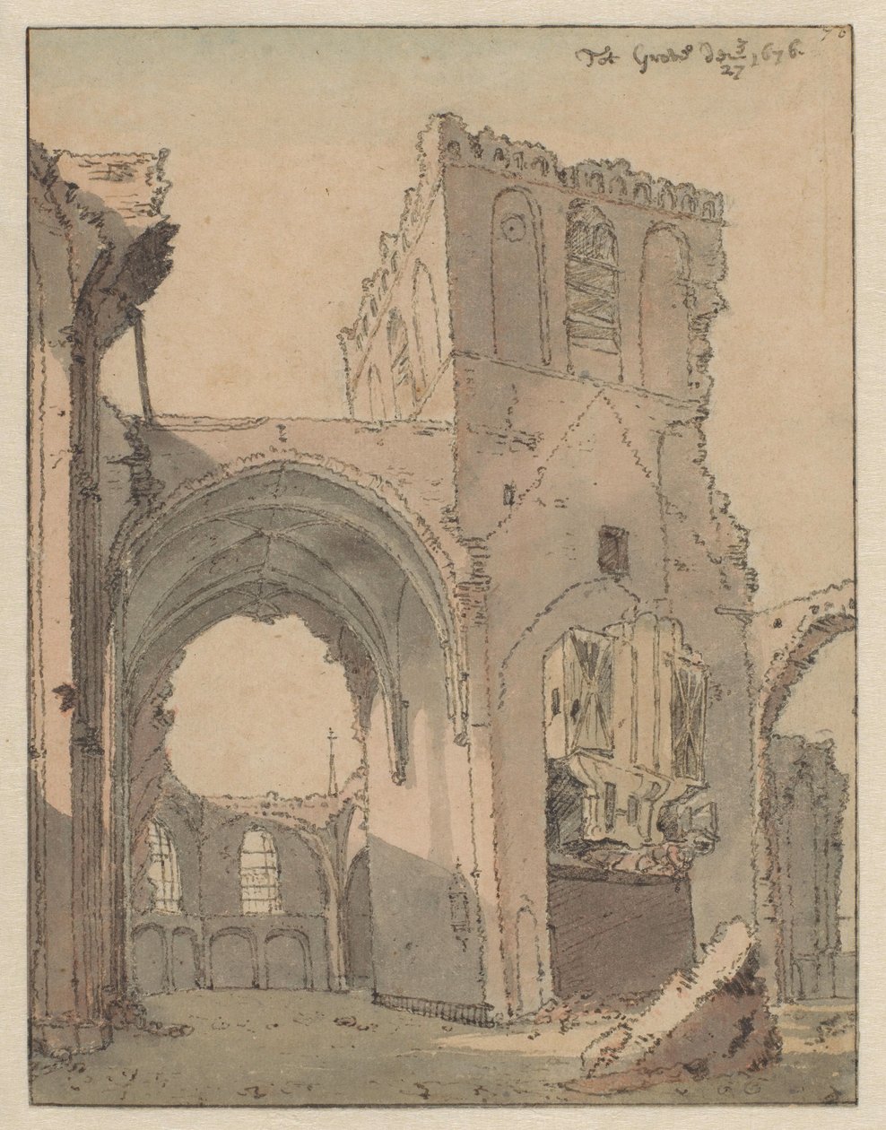 Ruin of the Grote Kerk at Grave od Valentijn Klotz (attributed to)