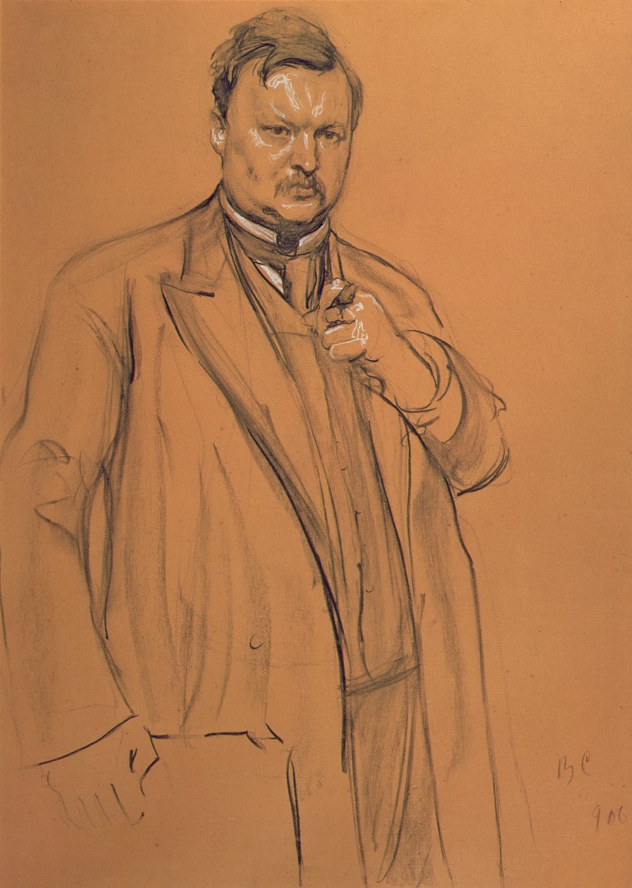 Portrét skladatele Alekandra Konstantinoviče Glazunova (1865-1936), 1906 (křída a uhel na papíře) od Valentin Aleksandrovich Serov