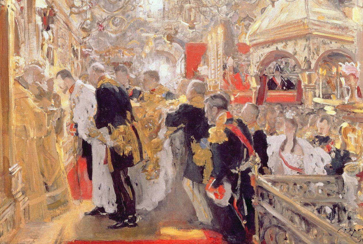 Korunování císaře Mikuláše II (1868-1918) v katedrále Nanebevzetí Panny Marie, 1896 od Valentin Aleksandrovich Serov